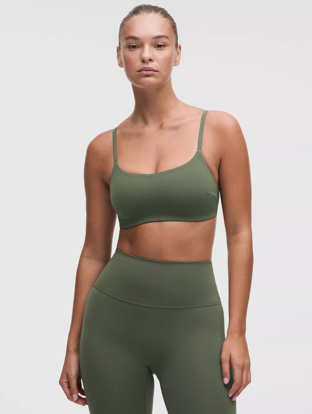 Lululemon Wunder Train Strappy Racer Bra *Light Support, A/B Cup Riverstone Grn